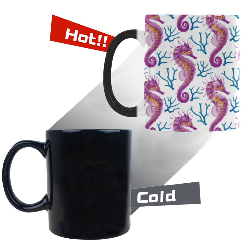 Purple seahorse blue coral pattern Morphing Mug Heat Changing Mug