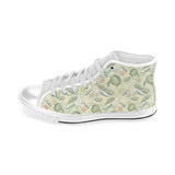 Hand drawn sea turtle fish pattern Men's High Top Canvas Shoes White