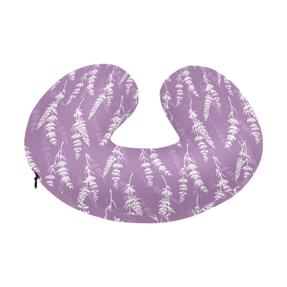 Lavender flowers purple pattern U-Shaped Travel Neck Pillow
