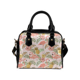Pink flamingo birds pineapples hibiscus flower pat Shoulder Handbag