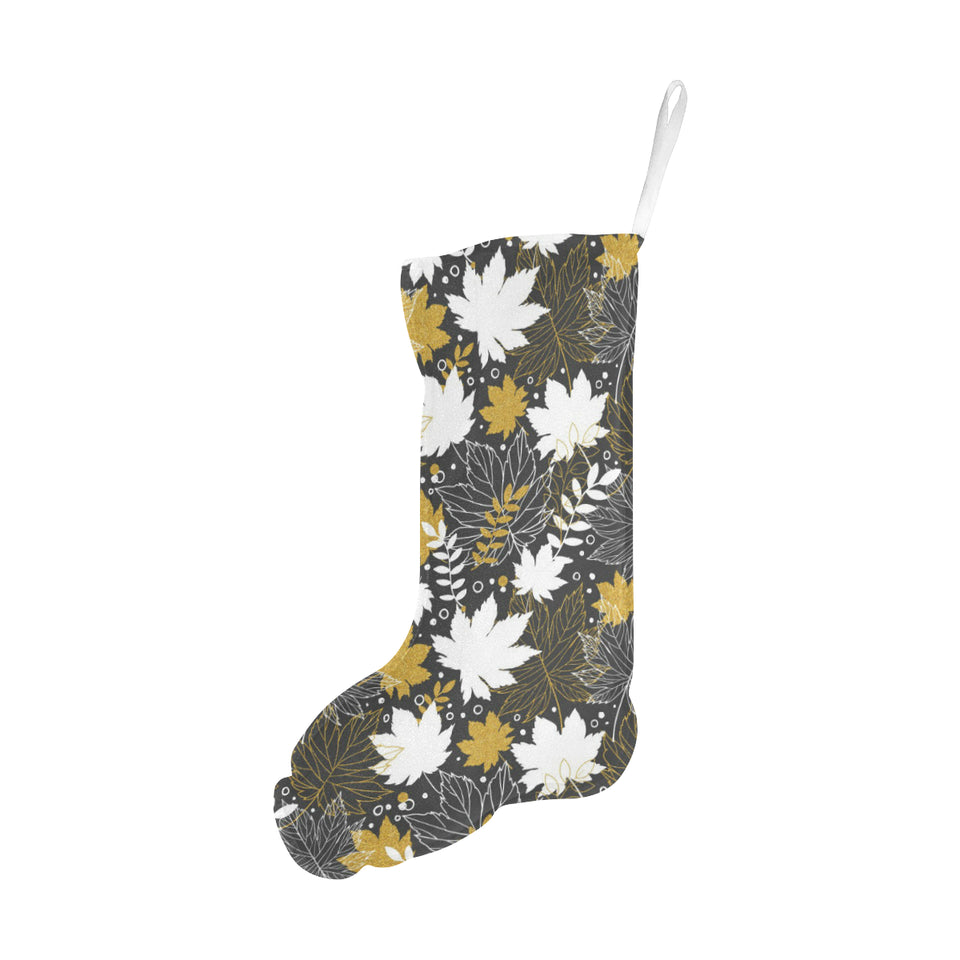 Beautiful gold autumn maple leaf pattern Christmas Stocking