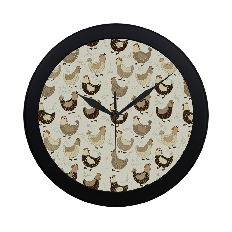 Cute rooster chicken cock Elegant Black Wall Clock