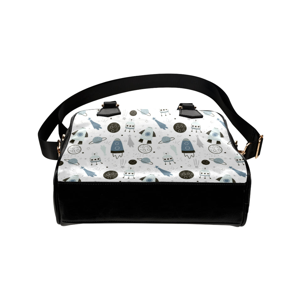 Hand drawn space elements space rocket star planet Shoulder Handbag