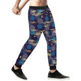 Blue japanese pattern cloud wave flower Unisex Casual Sweatpants