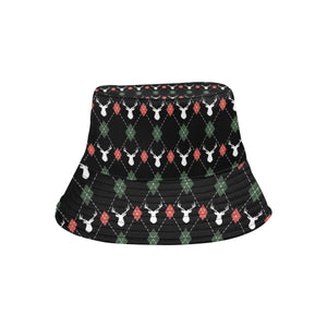 Deer Christmas new year pattern argyle Unisex Bucket Hat