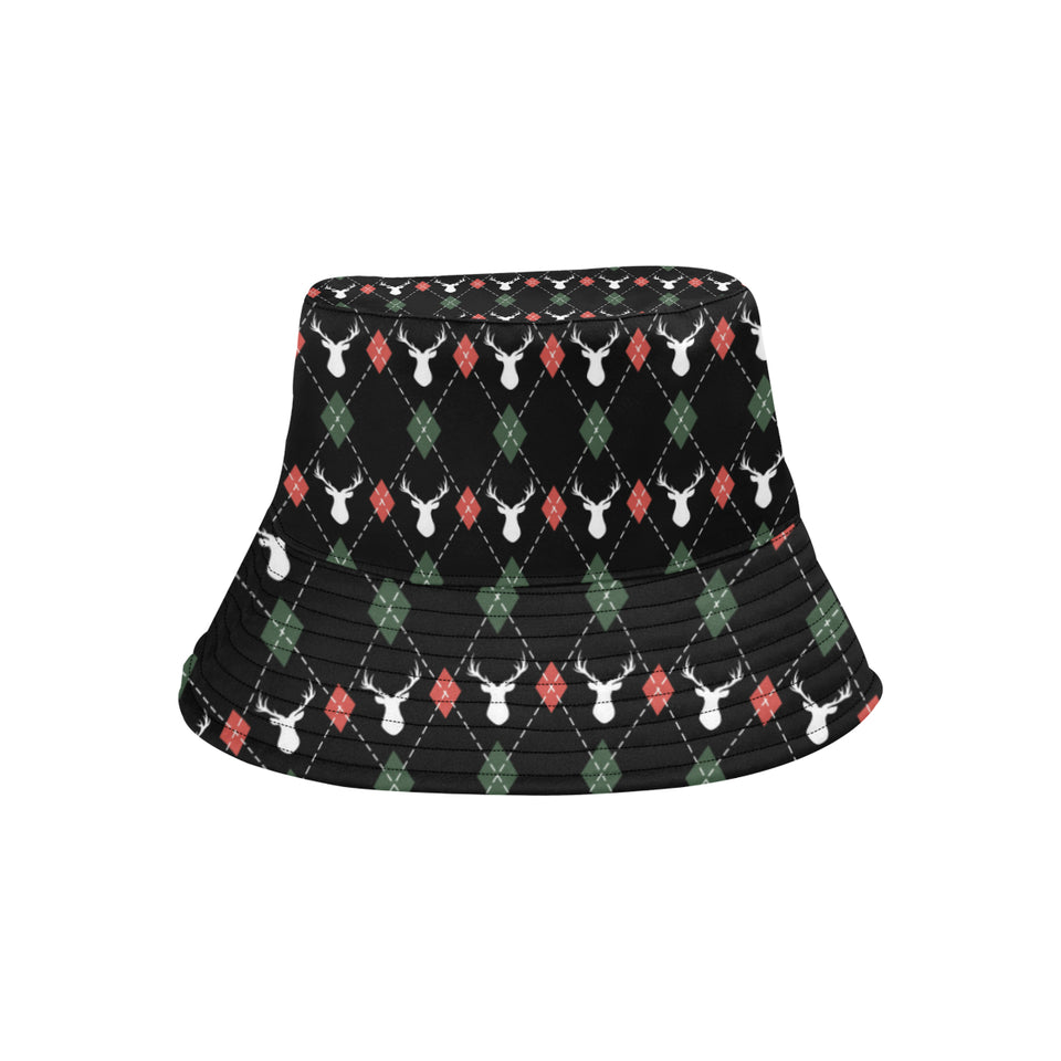 Deer Christmas new year pattern argyle Unisex Bucket Hat