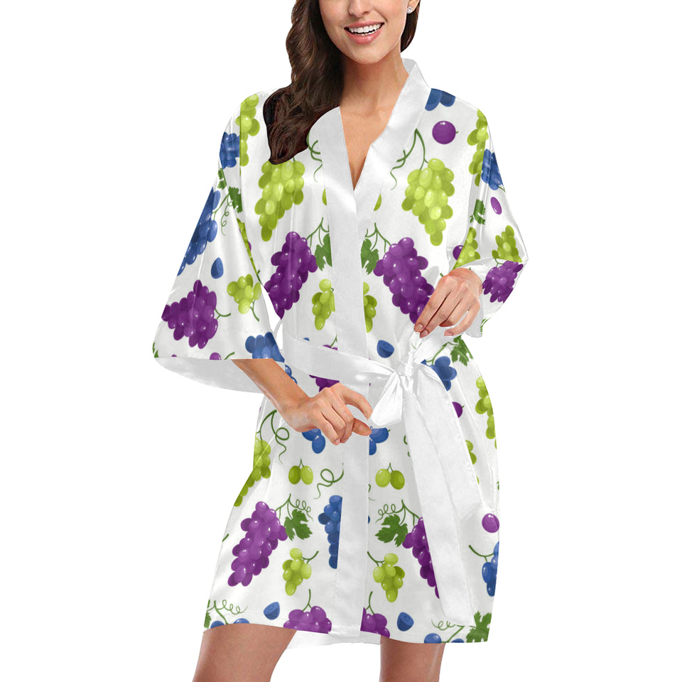 Grape pattern Women's Short Kimono Robe