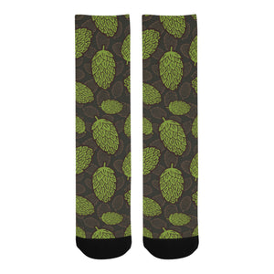 Hop pattern black background Crew Socks