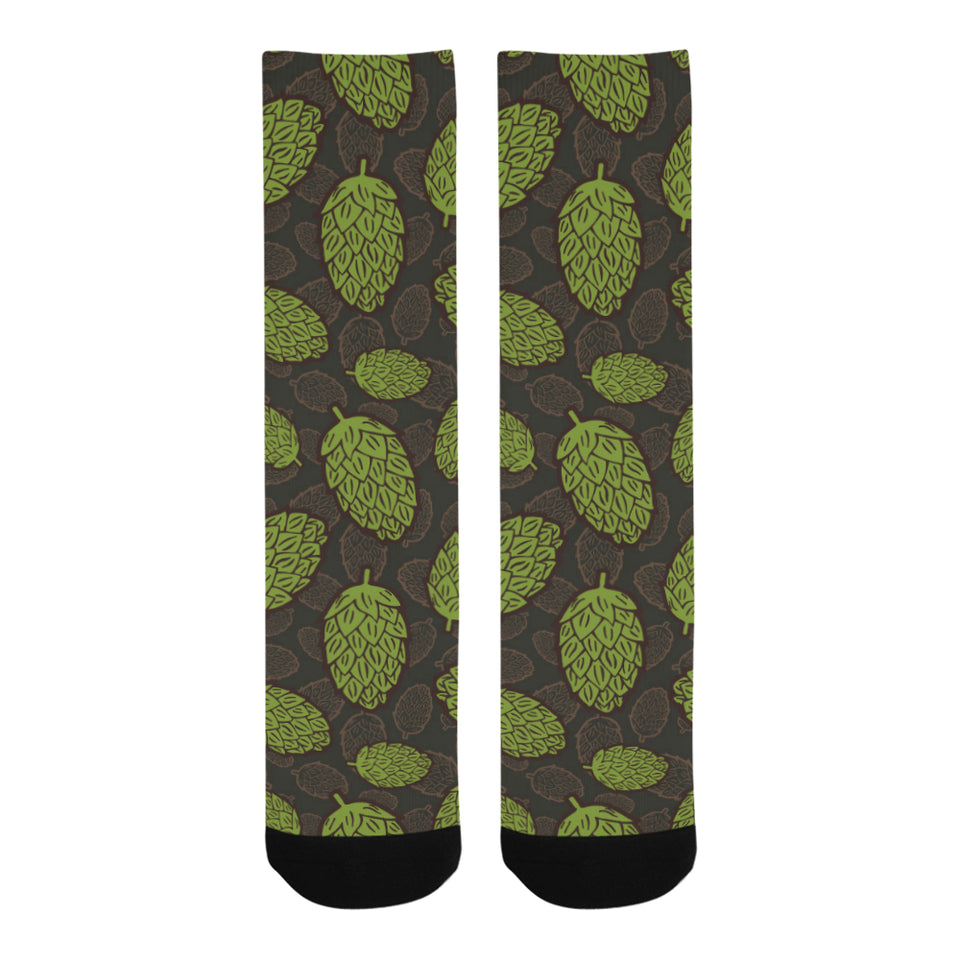 Hop pattern black background Crew Socks