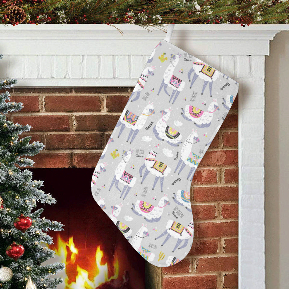 Cute Llama Alpaca pattern Christmas Stocking