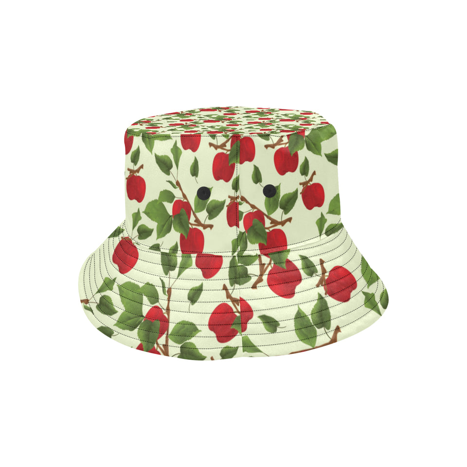 Red apples leaves pattern Unisex Bucket Hat