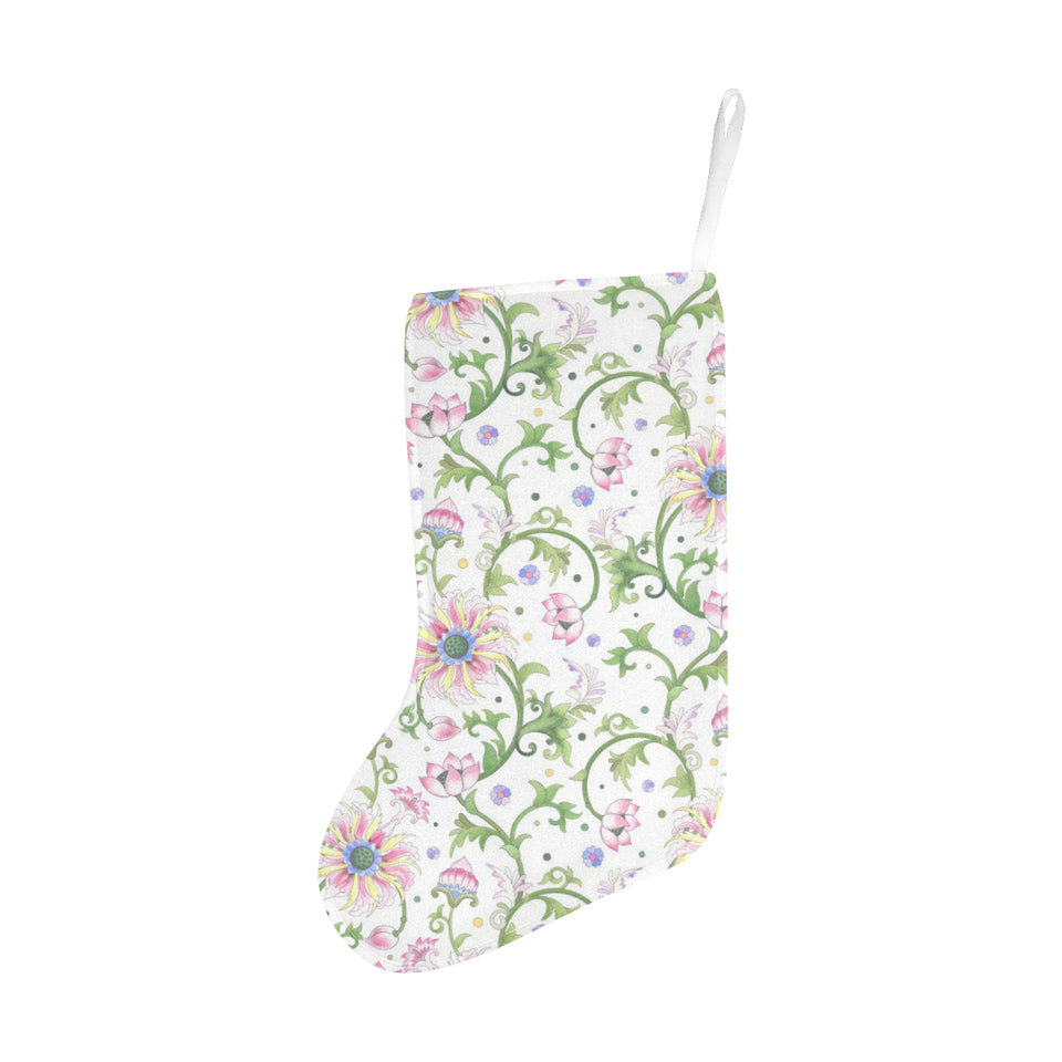 Beautiful pink lotus waterlily leaves pattern Christmas Stocking