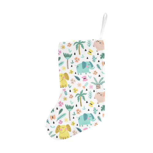 Cute elephants palm tree flower butterfly pattern Christmas Stocking