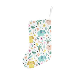 Cute elephants palm tree flower butterfly pattern Christmas Stocking