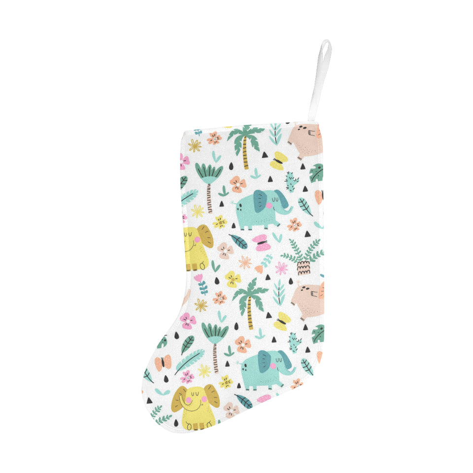 Cute elephants palm tree flower butterfly pattern Christmas Stocking