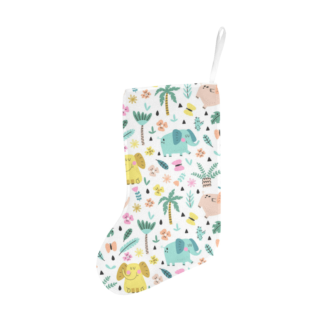 Cute elephants palm tree flower butterfly pattern Christmas Stocking
