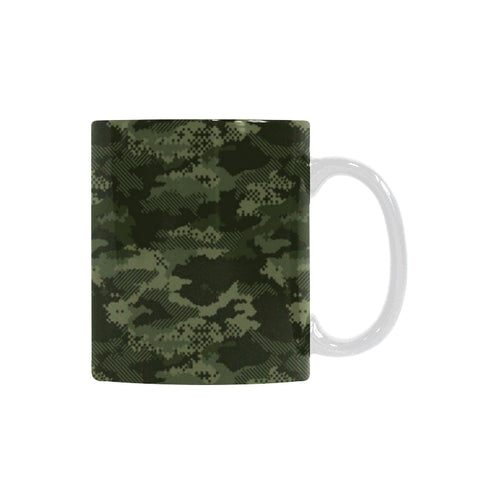 Digital Green camouflage pattern Classical White Mug (Fulfilled In US)