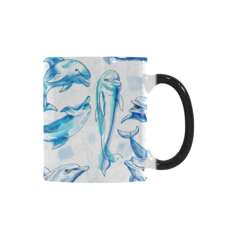 Watercolor dolphin pattern Morphing Mug Heat Changing Mug