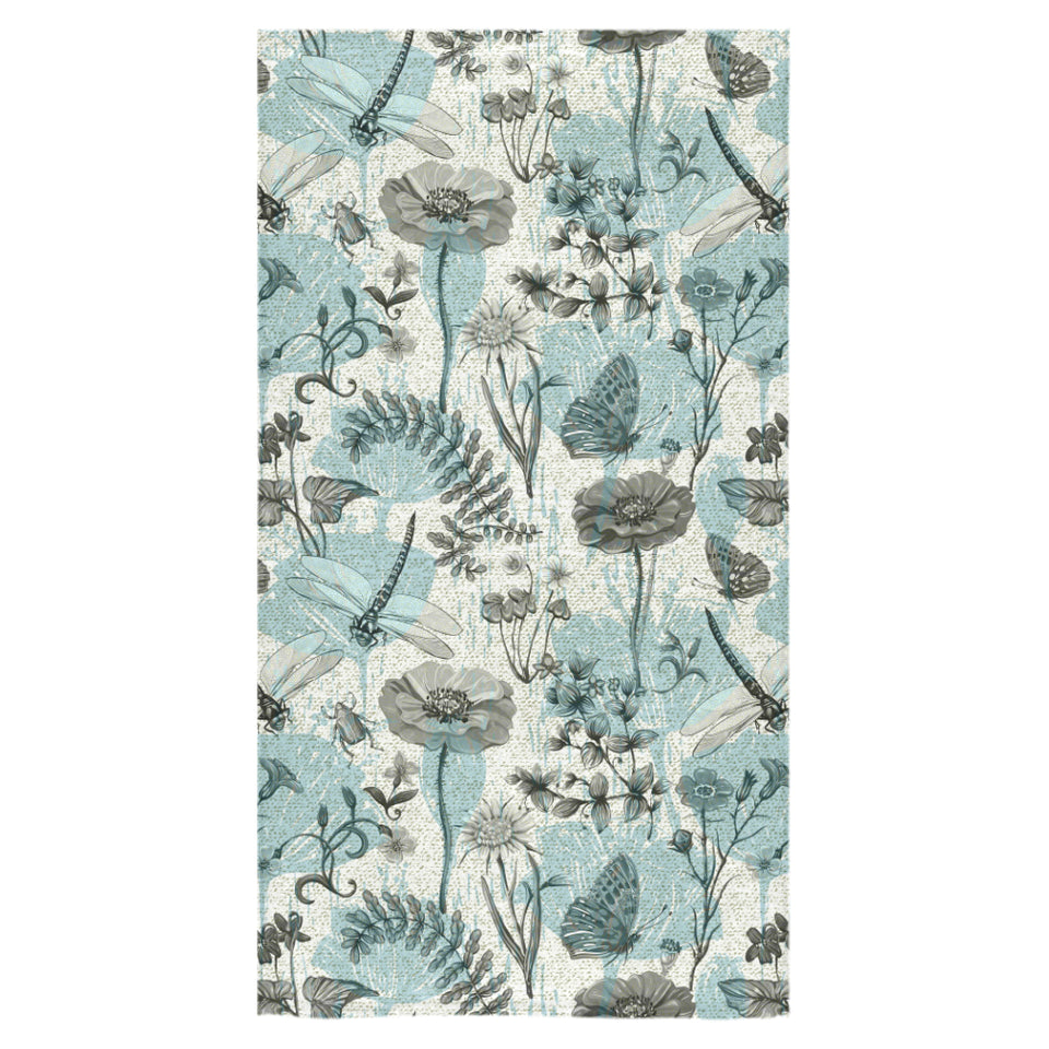 Dragonfly Butterfly Plants insect flower vintage s Bath Towel