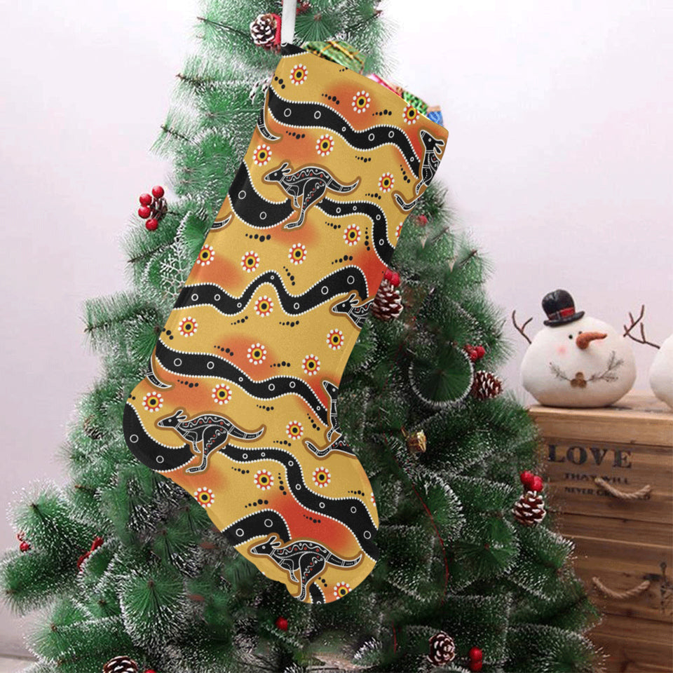 Kangaroo Australian aboriginal art pattern Christmas Stocking