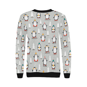 Cute Penguin christmas pattern Women's Crew Neck Sweatshirt