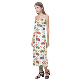 Corgi Christmas Pattern V-Neck Open Fork Long Dress