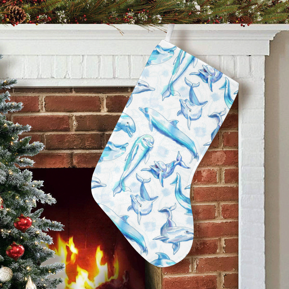 Watercolor dolphin pattern Christmas Stocking