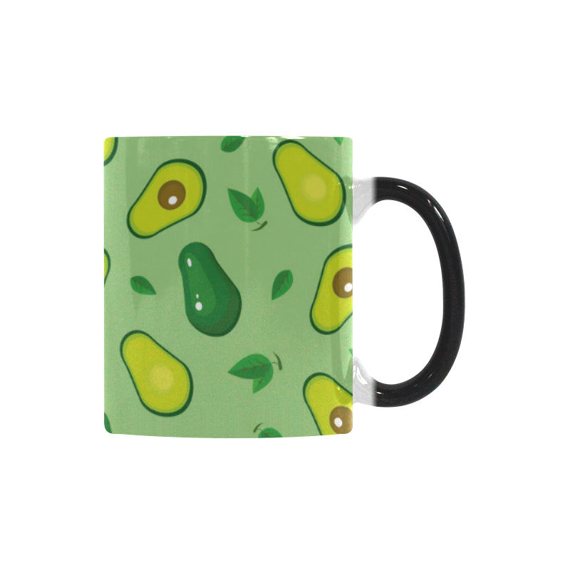 Avocado pattern green background Morphing Mug Heat Changing Mug