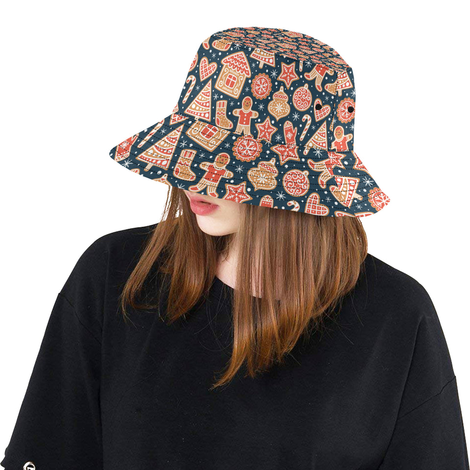 Christmas gingerbread cookie pattern Unisex Bucket Hat