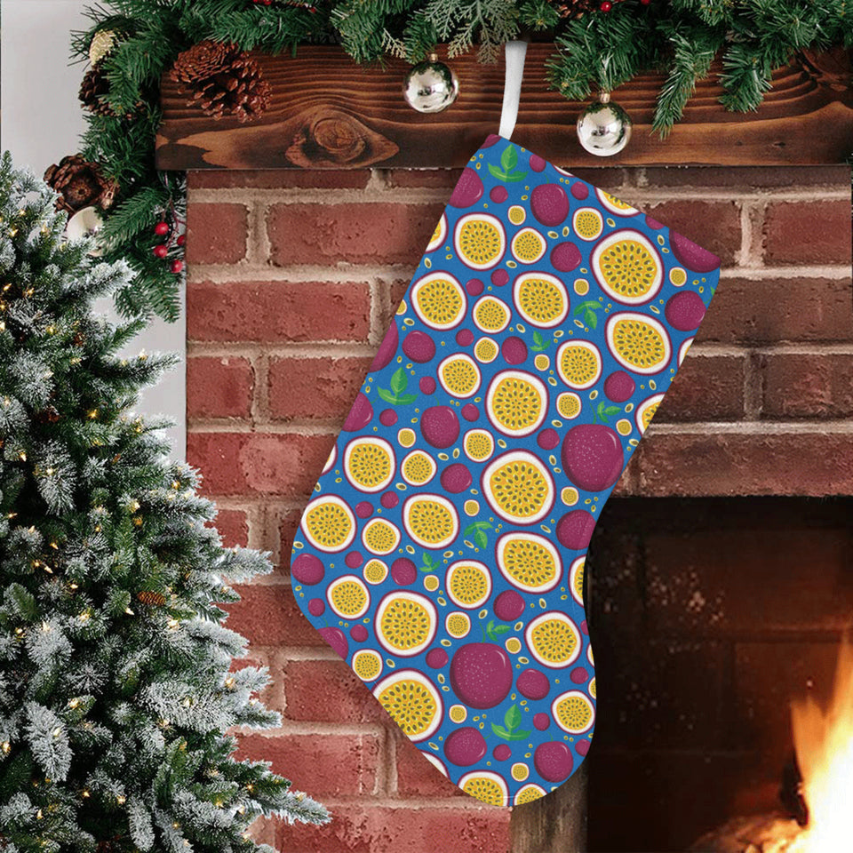 Passion fruit blue background Christmas Stocking