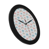 Cute rainbow clound pattern Elegant Black Wall Clock