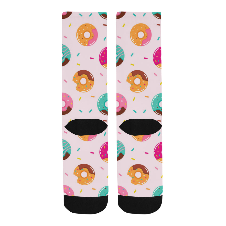 Donut pattern glaze pink background Crew Socks