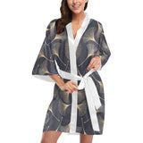 Gold ginkgo leaves Women's Short Kimono Robe