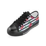 Hand drawn cherry pattern striped background Kids' Boys' Girls' Low Top Canvas Shoes Black