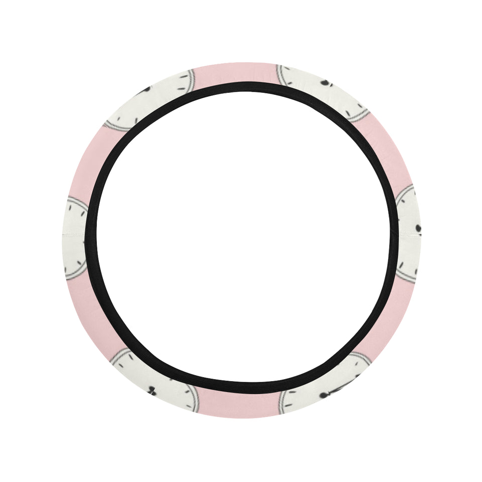Clock pattern pink blackground Car Steering Wheel Cover