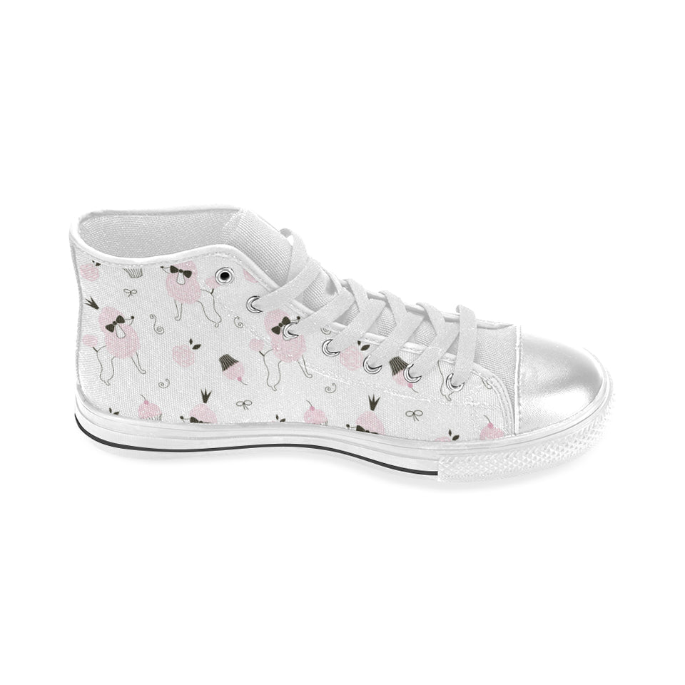 Poodle dog rose cake pattern Women's High Top Canvas Shoes White