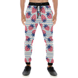 Strawberry pattern blue lines background Unisex Casual Sweatpants