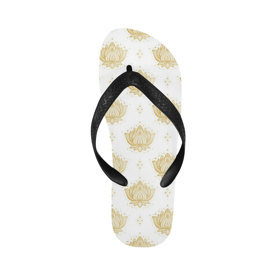 Gold Ornamental lotue waterlily symbol pattern Unisex Flip Flops