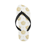 Gold Ornamental lotue waterlily symbol pattern Unisex Flip Flops
