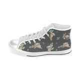 Cute koala pattern Men's High Top Canvas Shoes White