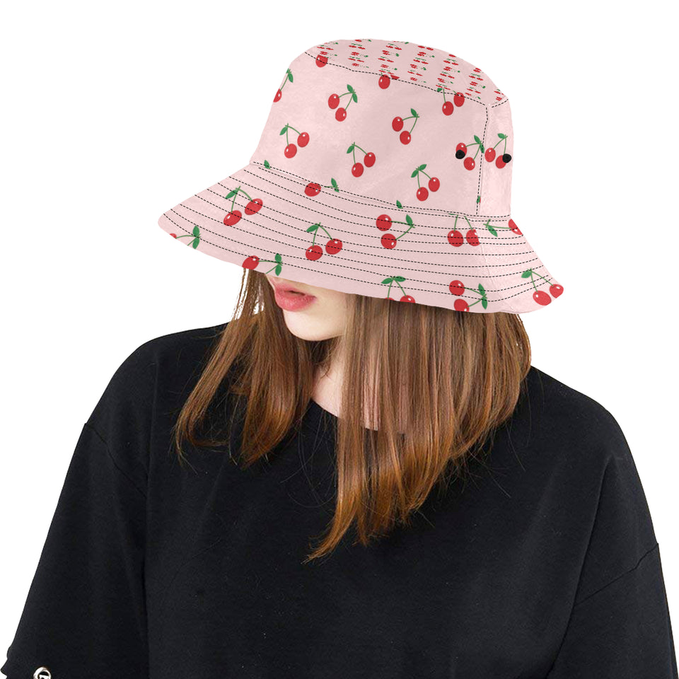 cherry pattern pink background Unisex Bucket Hat