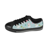 Cute snowman snowflake pattern Men's Low Top Canvas Shoes Black