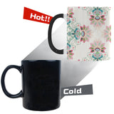 Square floral indian flower pattern Morphing Mug Heat Changing Mug