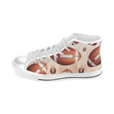 American football ball design pattern Men's High Top Canvas Shoes White