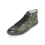 Digital Green camouflage pattern Women's High Top Canvas Shoes Black