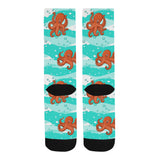 Octopuses sea wave background Crew Socks