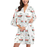 Cute dachshund bone pattern Women's Short Kimono Robe