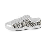 Leopard skin print pattern Men's Low Top Canvas Shoes White