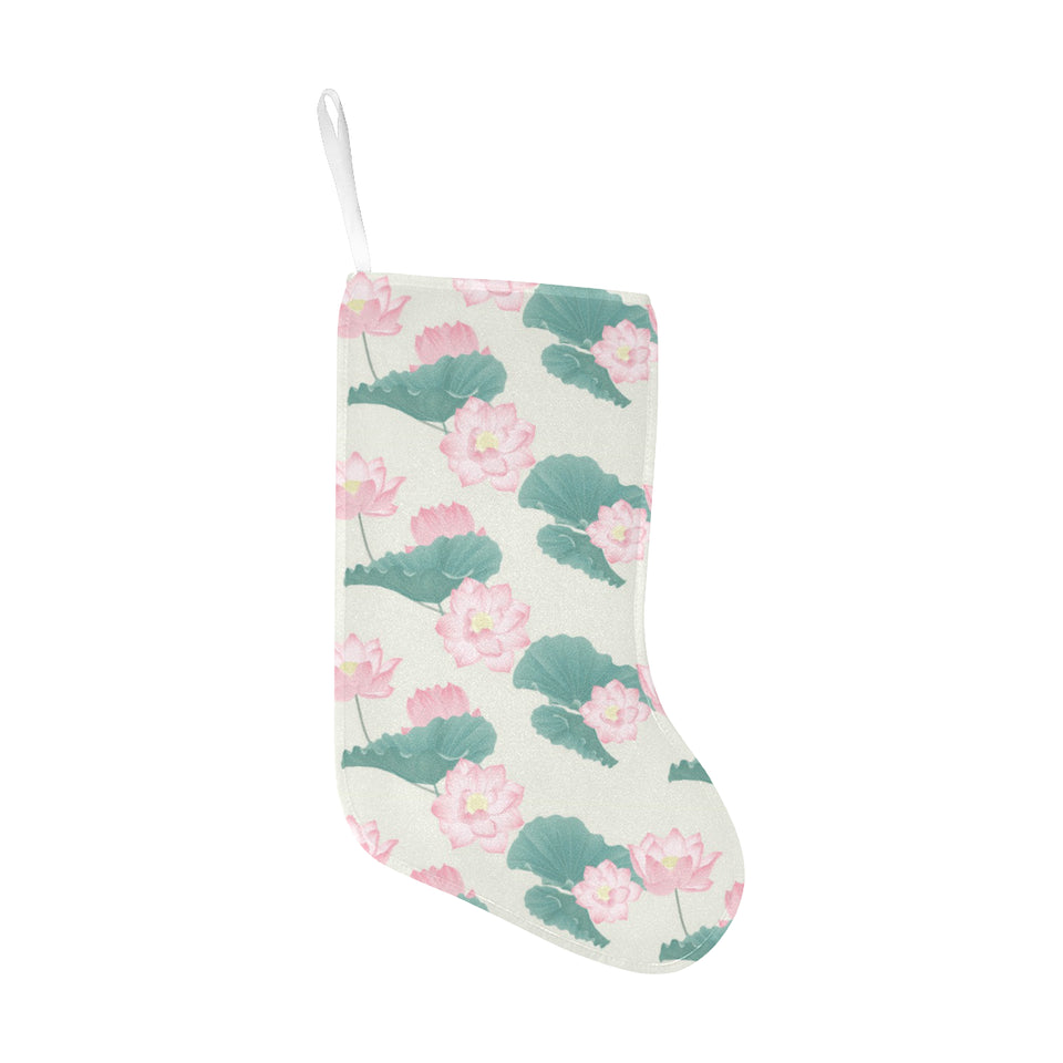 Pink lotus waterlily leaves pattern Christmas Stocking