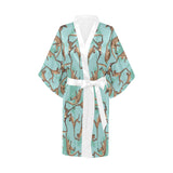 Monkey Palm tree background Women's Short Kimono Robe